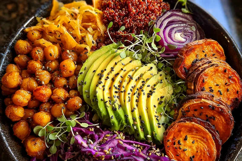 Fresh ingredients for Vibrant Vegan Power Bowl