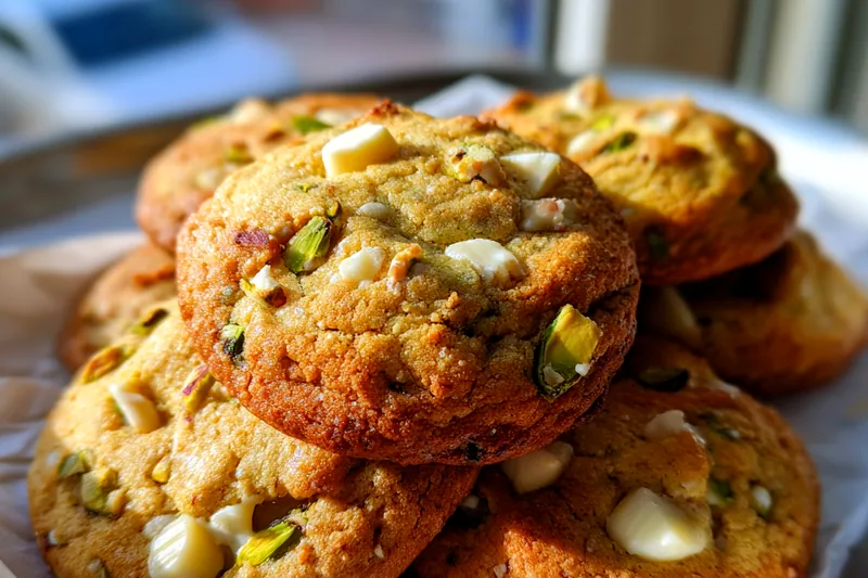 Fresh ingredients for White Chocolate Pistachio Cookies