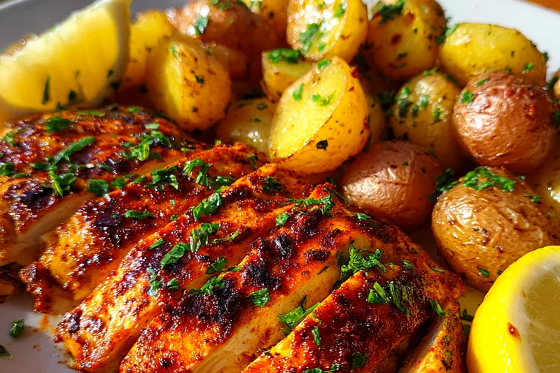 Cooking process for Zesty Lemon Chicken Potatoes
